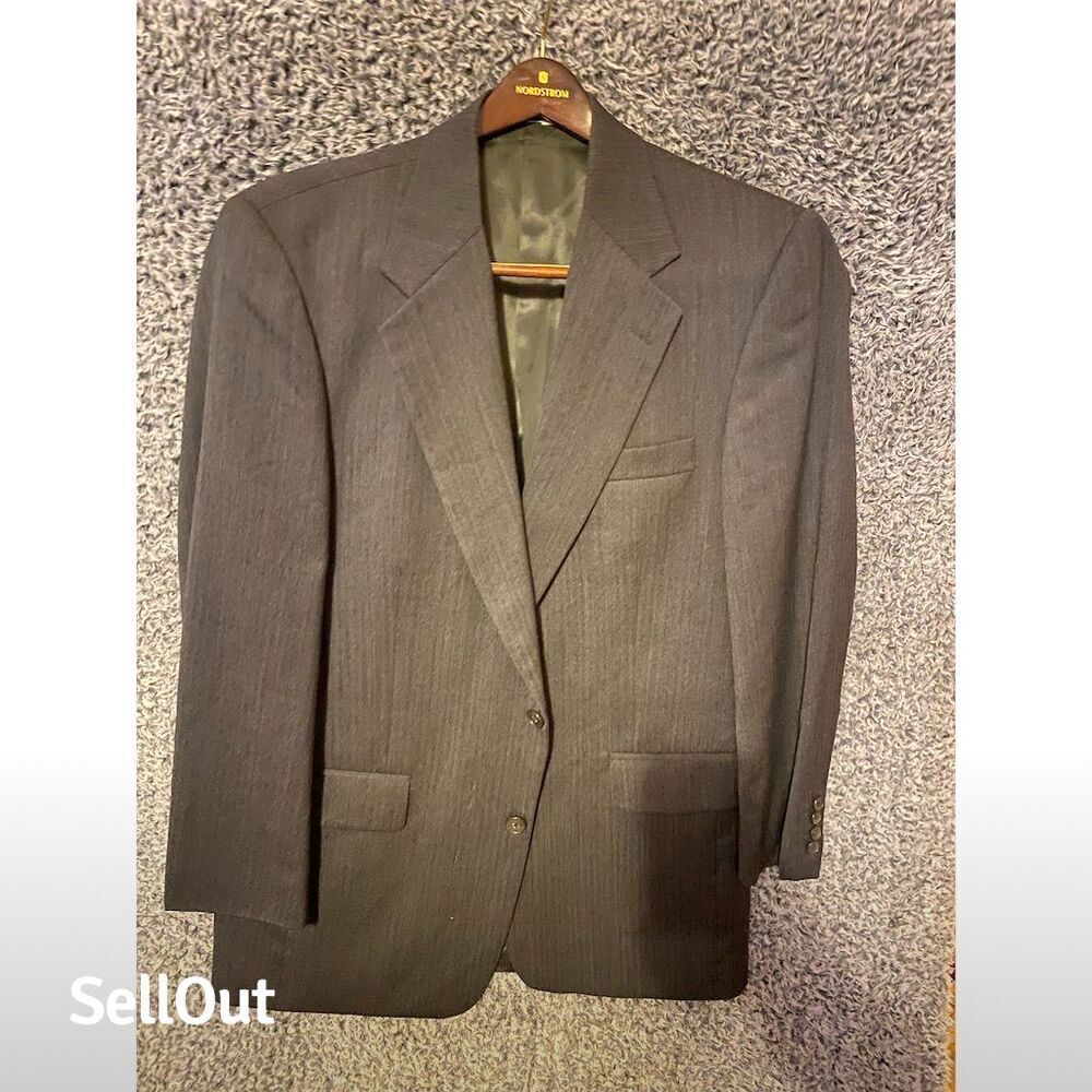 Vintage Claiborne Men's Charcoal Wool 1 Piece Blazer Size 42R Formal Wear